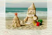 16 Embossed Boxed Christmas Cards Santa Clause Sand Sculpture