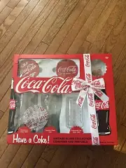 VTG Coca Cola Collection With Coaster NIB 4 Glass Coke Cups(Pretzels Expired)