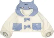 [Cuteighteen] Winter Warm Fleece Jacket Girls Cropped Cute Fluffy Faux Fur Coat Lolita Cat Collar Open Front Fuzzy Cardigan