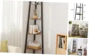 Corner Shelf, 4-Tier Corner Bookshelf, Rustic Ladder Shelf, Industrial