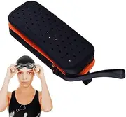 Goggles Storage Case, Swimming Goggles Case with Drain Holes, Earplugs Organizer Large Capacity Pouch with Zipper for Scuba, Snorkeling