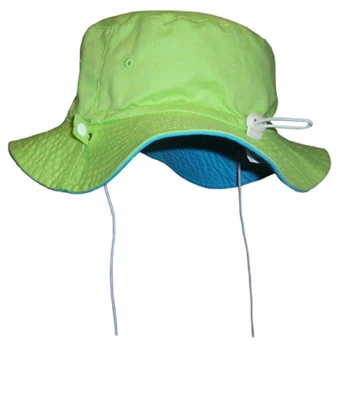 N'Ice Caps Unisex Kids Reversible Adjustable Cotton Twill Aussie Hat Sun Green