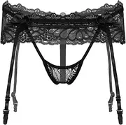 [HEYDHSDC] Mens Lingerie Lace Skirted Thongs Panties G-String Sissy Underwear Hollow Out Bowknot Crotchless