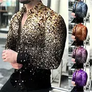 Men's Geometric Pattern 3D Constellation Shirt Long Sleeve Fashion Designer Casual Outdoor Casual Holiday Summer Spring Turndown Print Button-Down Pink Red Blu