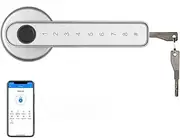 Smart Door Lock, TTlock Tuya Smart Home Fingerprint Electronic Door Lock Password APP Mechanical Key Security Biometric Handle Lock,Home Office Apartment(Silver TTLock) Learned extensively Aqiong
