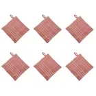 6x Belle Textured Check Kitchen Cotton Pot/Pan Holder/Trivet Mat 20cm Square Fig