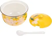 Jar, Porcelain Condiment Pot Flower Sugar Bowl Kitchen Bowl(Giallo)
