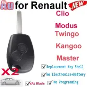 2XRemote Key Shell Case Fob Suitable for Renault Clio Modus Twingo Kangoo Master