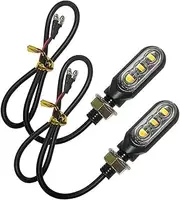 LED Indicator Blinkers Amber Lamp Accessories 3LED Signal Lamp Dynamic Flowing Light MI&NI Motorcycle Turn Signal 12V Modified Break Lamp Turn Light