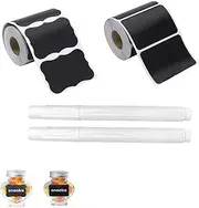 MTSDM 360 Pcs Chalkboard Label, Waterproof Reusable Blackboard Stickers with 2 Liquid Chalk Marker, Removable Spice Label Kit Chalk Labels Containers for Jars Glass Bottle Storage Bins Pantry Labels