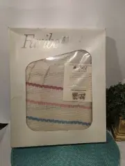 Faribo 3 Stripe Pink Blue Vth Wool Mix Blanket Orginal Package 50"x60" Baby 15