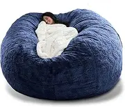 [HHCTEBEC] Stuffed Animal Storage Bean Bag Chair Cover (No Filler) for Kids and Adults Big Round Soft Fluffy PV Velvet Washable Bean Bag Lazy Sofa Bed Cover,A-180 * 90cm