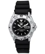 Seiko 5 Sports Rubber Strap Black Dial Automatic SNZB33J2 100M Analog Mens Watch