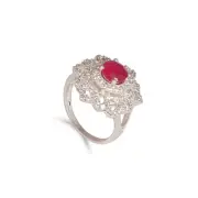 4.50 Ct Round Red Ruby Silver Ring – Best Birthday Gift for Elegant Women