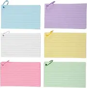 HAPINARY 1 Set Colored Index Cards Blank Writing Cards with Binder Rings for Study Note Taking Vocabulary Recording for Home Office Travel