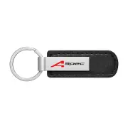 Acura A-Spec Black PU Leather Strap Silver Metal Bar UV Printed Key Chain