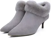 [UGG NOCK] Womens Boots Ladies Ankle Pointed Toe Heel Boot Leather Upper Australian Premium Sheepskin Wool Inner Shoes