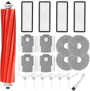 Accessories Kit for Roborock Qrevo S/Qrevo Pro/Qrevo Plus/Qrevo MaxV Robot Vacuum Cleaner Replacement Parts. 1 Main Roller Brush, 4 Hepa Filters, 4 Mop Pads, 6 Side Brushes, 4 Dust Bags, 1 Brush