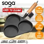 SOGA 3 Mold Cast Iron Breakfast Fried Egg Pancake Fry Pan Omelette Frypan