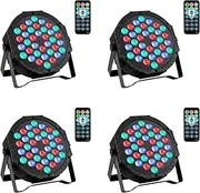 Javik 36 RGB LED Lights - 7 Modes DJ Par Light with Sound Activated DMX Remote Control, Stage Lighting for Events, Wedding, Party, Club, Christmas Bars, 4 Pack