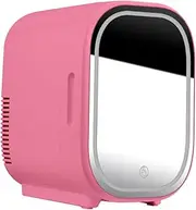Car Refrigerator Mini Refrigerator 8L Mini Fridge with Mirror for Storage Cosmetics Beverage Fresh Fruit, Beauty Refrigerator for Adult Office Bedroom Outdoor Home Use,Pink-America