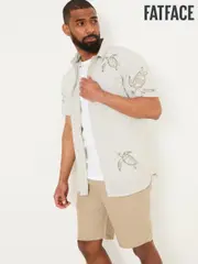 FatFace Khaki Green Short Sleeve Embroidered Turtle Shirt (AJ5251) | $106