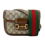 GUCCI 1955馬銜扣GG LOGO迷你斜背包(658574-烏木)