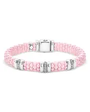 Lagos Sterling Silver Pink Caviar Diamond Station Ceramic Bead Bracelet