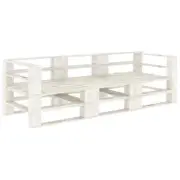 Garden Pallet Sofa White 3-Seater Wood