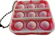NEW Popper Keychain Fidget Sensory Toy Squeeze Lt Pink/White Mini Popping 2”