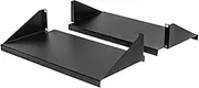 Cantilever Server Shelf Rack Mount 19 Inch 2U Black 2 Piece Set Center Weighted