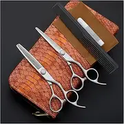 6.0 Inch Hair Cutting Tool Set,Hand-Shaped Handle Barber Scissors,Flat Scissors,Tooth Scissors,Set Hair Cutting Scissors