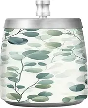 Stainless Steel Outdoor Ashtray with Lid for Home Office Indoor Outdoor Light Green Leaves Beige Cute Smokeless Covered Ashtray Bucket for Men Women
