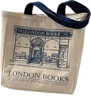[Lefe Liee] Canvas Tote Bag for Women, Aesthetic Book Tote with Zipper, Large (35.56cm x 35.56cm x 7.62cm), Creamy-White