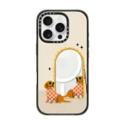 iPhone 16 Pro Impact Case MagSafe Compatible Checkered Dachshund Mirror