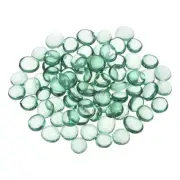 110pcs Fire Glass Beads for Fire Pit, Flat Marble Beads (2/3"-3/4") Green