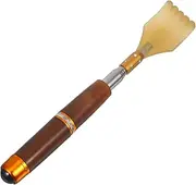 SHERCHPRY Telescoping Back Scratcher with Dual Head Design Portable Stainless Steel Massage Roller Stick for Home and Travel Comfortable Horn Material for Fatigue Relief and Versatile Use