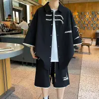 在飛比找蝦皮購物優惠-男韓版套裝 潮牌套裝 套裝 短袖 流行男裝夏季套裝 短版套裝