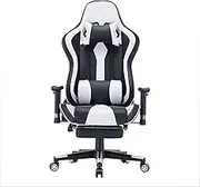 Professional Gaming Chair, Gaming Chair White and Black, Ergonomic Computer Chair with Reclining Gaming Chair ?with Headrest and Lumbar Support Video Game Chair Adjustable Swivel Leather Desk Chair fo