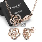 Boxed Rose Petal Set Embellished with SWAROVSKI® Crystals In Rose Gold