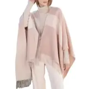 NWT Soia & Kyo Scarfigan Fringe Fall Cardigan Wrap Pink Cream One Size