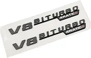Black ABS 3D Car Side Badge V8 BITURBO 4MATIC Emblem Logo Stickers Compatible for Mercedes C63S E63S S63 GLE63S G63 AMG Accessories