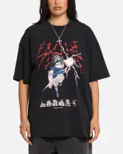 [73 Studio] 73 Studio X Naruto Sasuke Abandon Vintage T-shirt Black Acidwash - Size L L Black Acidwash