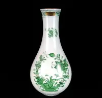 在飛比找Yahoo!奇摩拍賣優惠-匈牙利國寶Herend 手繪綠印度之花花瓶-A