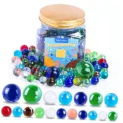 145PCS Colorful Marbles Bulk, Glass Marbles with Marble Jar Assorted Sizes