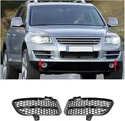1/2Pcs Front Bar Lower Mesh Fog Light Grille Compatible For VW Touareg 2007 2008 2009 2010 7L6853665(Left)