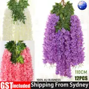 12X Artificial Silk Fake Flower Garland Vine Wisteria Leaf Hanging Decor Wedding
