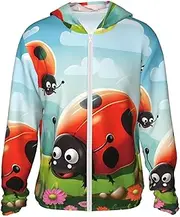 [LHBWCVN] UPF 50+ Light Jacket Full Zip Sun Protection Hoodie for Women Men Long Sleeve Ladybug Landscape Sun Shirts