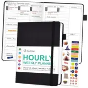 Undated Hourly Weekly Planner, Daily Monthly Appointment 5.8''x8.5'' Black