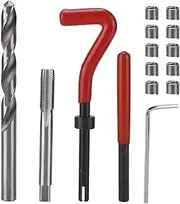 15Pcs M10x1.25mm Thread Repair Tool Kit, Metal Threaded Inserts Installation Set for Auto Repairing, Includes Drill Bits, Taps, Wrench, with Carrying Case for Easy Transport